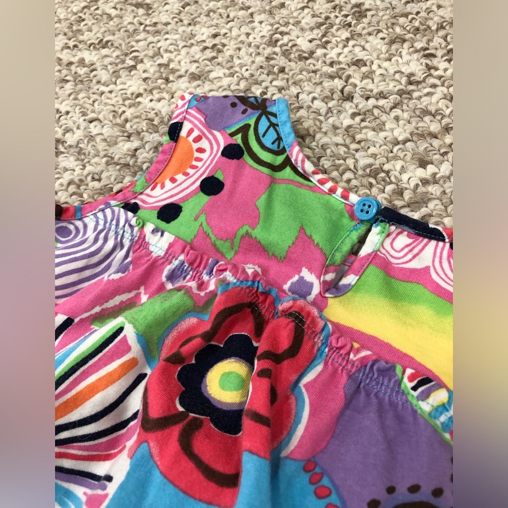 Hanna Andersson Girls 6-7 (120cm) Vibrant Multi-Colored Sleeveless Shift Dress - Picture 9 of 12